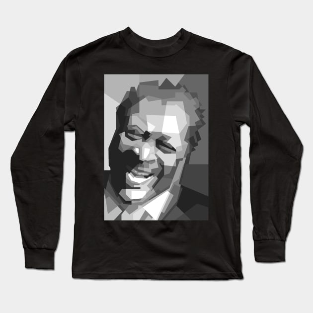 Bluesman in grayscale Long Sleeve T-Shirt by Alkahfsmart